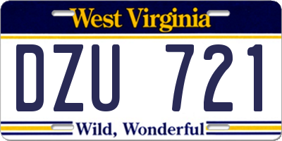 WV license plate DZU721