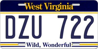 WV license plate DZU722