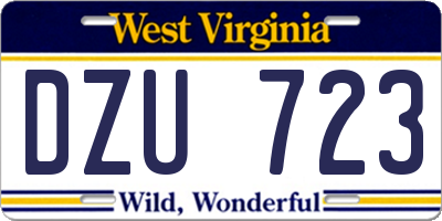 WV license plate DZU723