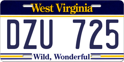 WV license plate DZU725