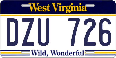 WV license plate DZU726