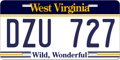 WV license plate DZU727