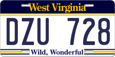 WV license plate DZU728