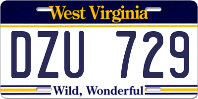 WV license plate DZU729