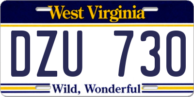 WV license plate DZU730