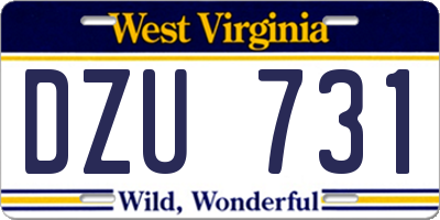 WV license plate DZU731