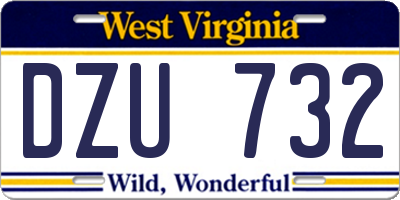 WV license plate DZU732