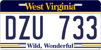 WV license plate DZU733