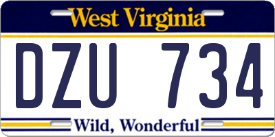 WV license plate DZU734