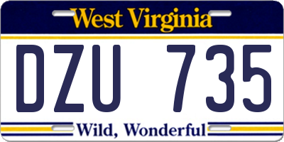 WV license plate DZU735