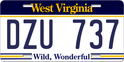 WV license plate DZU737