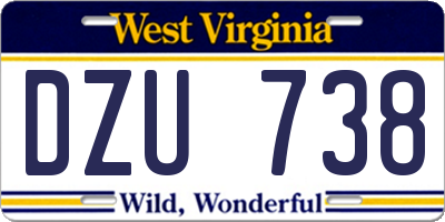 WV license plate DZU738