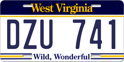 WV license plate DZU741