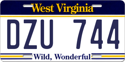 WV license plate DZU744