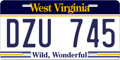 WV license plate DZU745