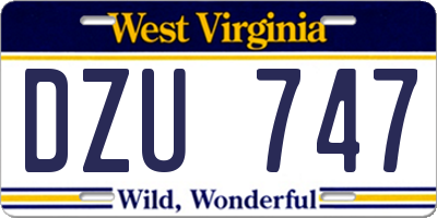 WV license plate DZU747