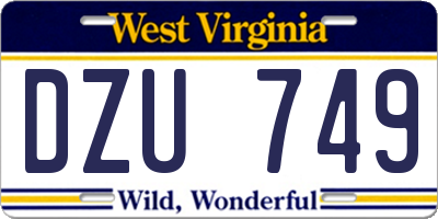 WV license plate DZU749