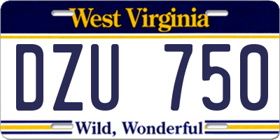 WV license plate DZU750