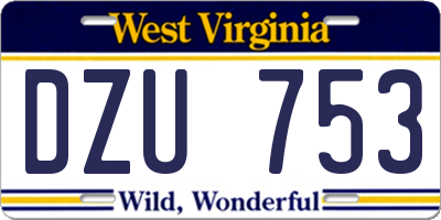 WV license plate DZU753