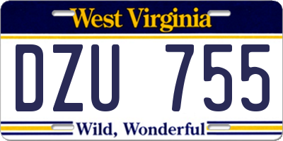 WV license plate DZU755