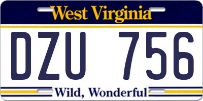 WV license plate DZU756