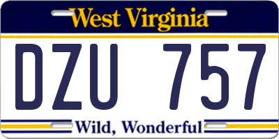 WV license plate DZU757