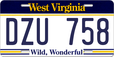 WV license plate DZU758