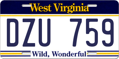 WV license plate DZU759