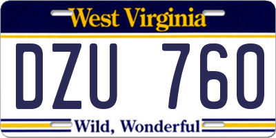 WV license plate DZU760