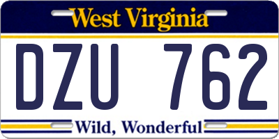 WV license plate DZU762