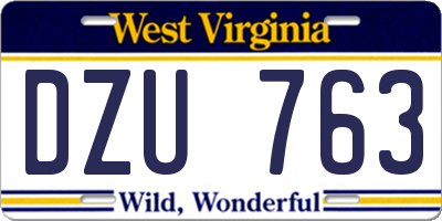 WV license plate DZU763