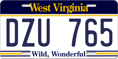 WV license plate DZU765