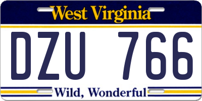 WV license plate DZU766