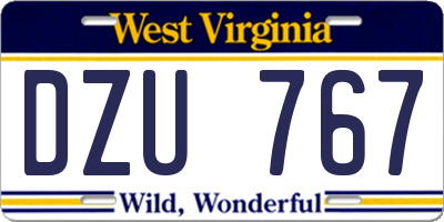 WV license plate DZU767