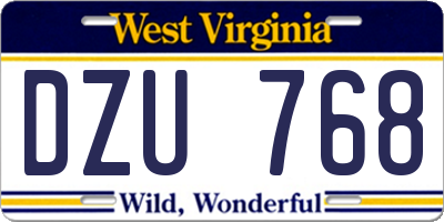 WV license plate DZU768