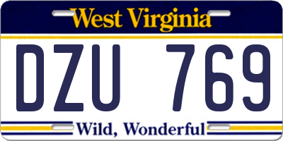 WV license plate DZU769