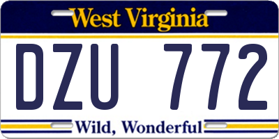 WV license plate DZU772