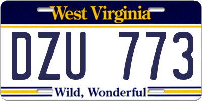 WV license plate DZU773