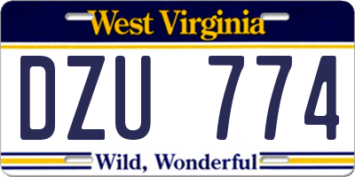 WV license plate DZU774