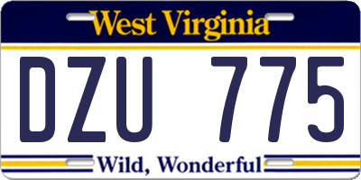 WV license plate DZU775