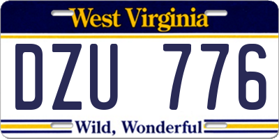 WV license plate DZU776