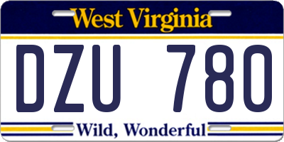 WV license plate DZU780