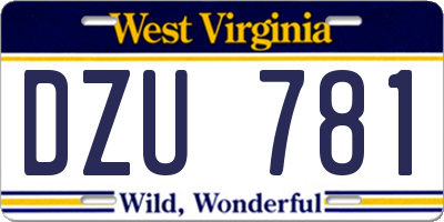 WV license plate DZU781