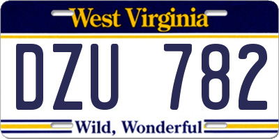 WV license plate DZU782