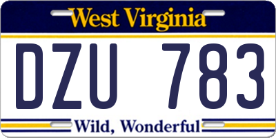 WV license plate DZU783