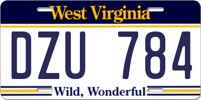 WV license plate DZU784