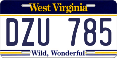 WV license plate DZU785