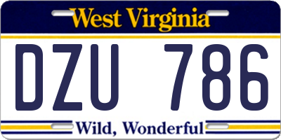 WV license plate DZU786