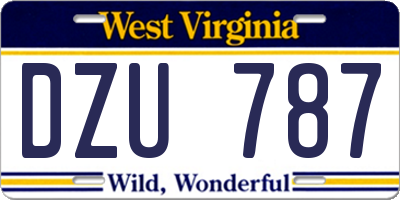 WV license plate DZU787