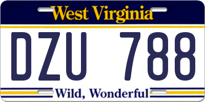 WV license plate DZU788